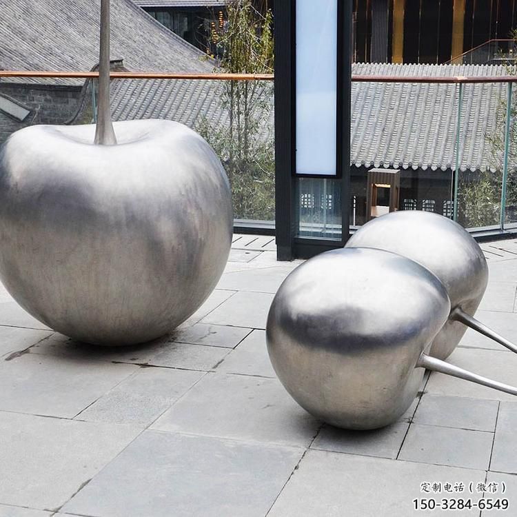 景觀櫻桃雕塑 剪影景觀水果雕塑 商業街雕塑