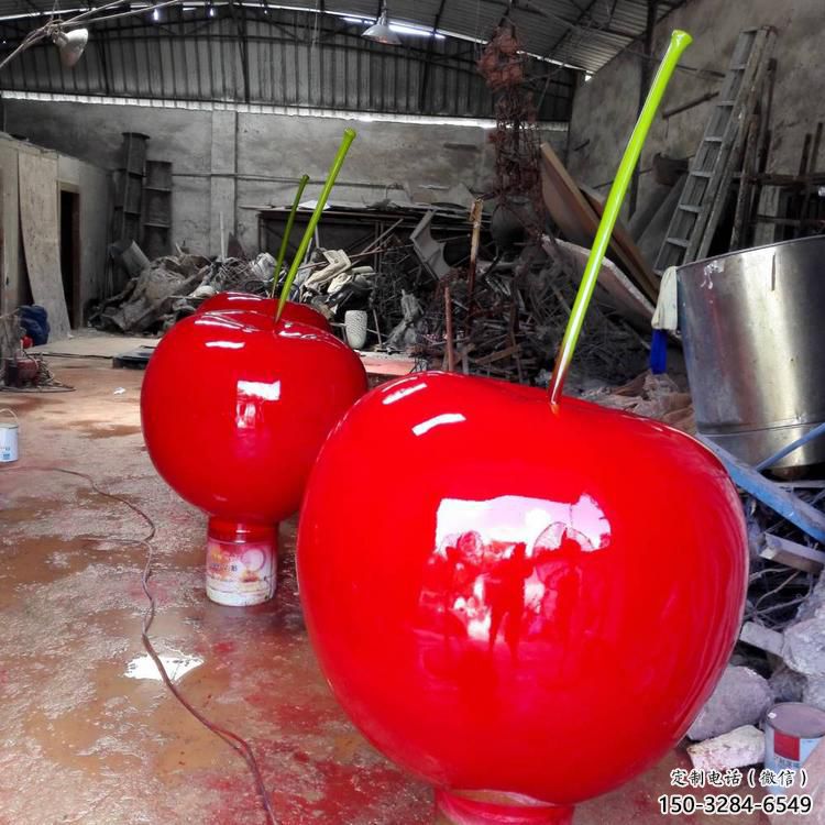 噴漆櫻桃雕塑 中式村口水果雕塑 草地雕塑