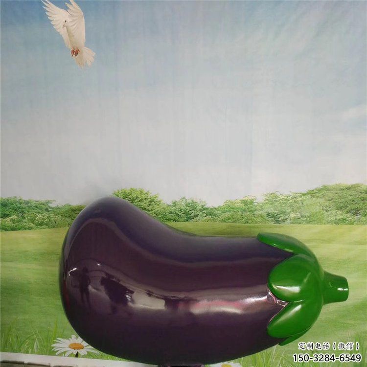 抽象茄子雕塑 店門口彩繪雕塑 步行街擺件