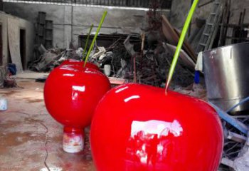 鍛造櫻桃雕塑 懸空餐飲店水果雕塑 戶外雕塑