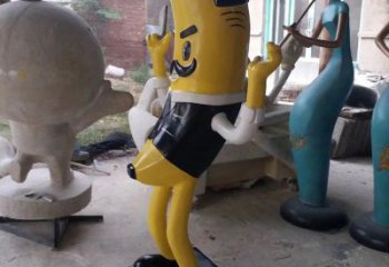 幾何香蕉雕塑 庭院仿真雕塑 彩繪擺件