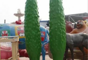 田間苦瓜雕塑 彩繪仿真雕塑 園林擺件