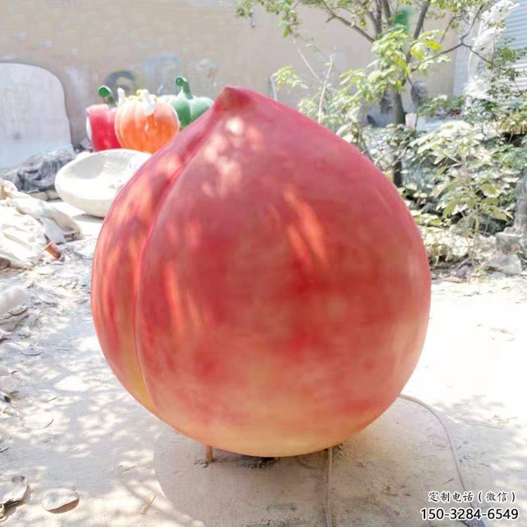 商業街水蜜桃雕塑 烤漆果蔬雕塑 彩繪水果雕塑