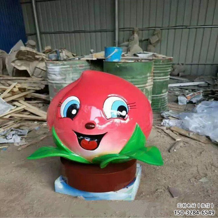 水蜜桃雕塑 景觀美陳果蔬雕塑 噴漆水果雕塑