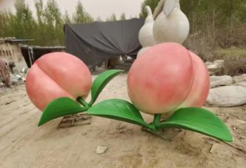 步行街水蜜桃雕塑 游樂場果蔬雕塑 鑄造水果雕塑