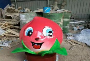 街道水蜜桃雕塑 現代景觀水果雕塑 彩繪果蔬雕塑