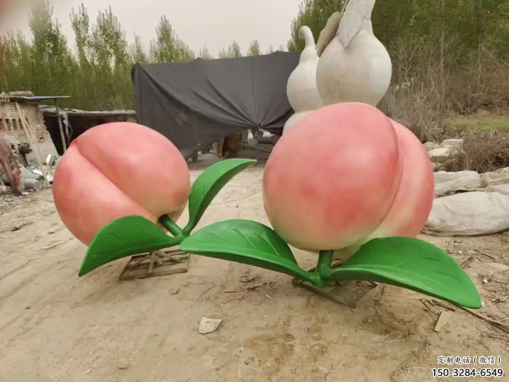 步行街桃子雕塑 游樂(lè)場(chǎng)果蔬雕塑 鑄造水果雕塑