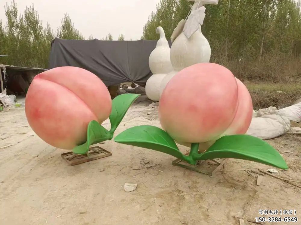 酒店桃子雕塑 景觀美陳果蔬雕塑 現(xiàn)代水果雕塑