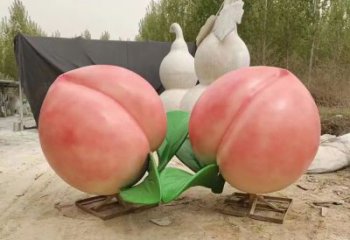 草地桃子雕塑 現(xiàn)代校園果蔬雕塑 大型水果雕塑