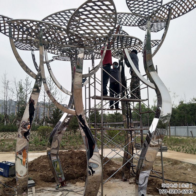 村口松樹雕塑 啞光大樹雕塑 公園植物雕塑