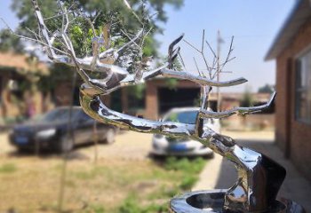 街頭松樹雕塑 大型別墅區(qū)大樹雕塑 鋼管植物雕塑