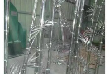 鏡面竹子雕塑 烤漆大型竹類雕塑 拋光植物雕塑