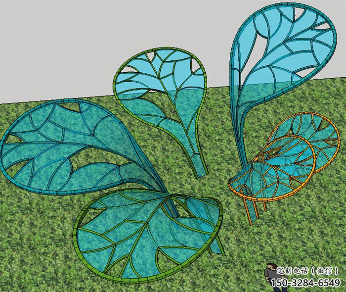 商業街樹葉雕塑 烤漆花卉雕塑 彩繪植物雕塑