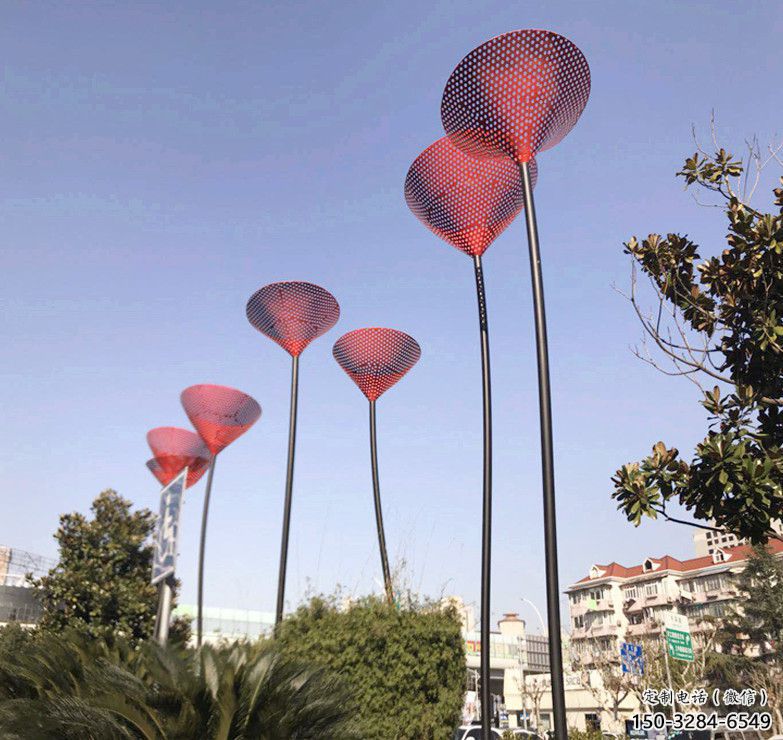 百合花雕塑 景觀美陳花卉雕塑 噴漆植物雕塑