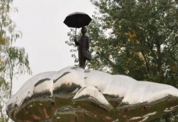 別墅區荷葉雕塑 大型別墅區花卉雕塑 剪影植物雕塑