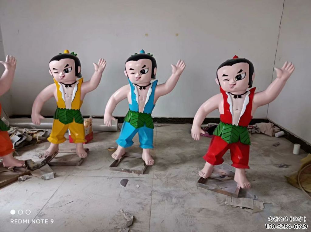 門口葫蘆娃雕塑廠 售樓處卡通雕塑 彩繪小品