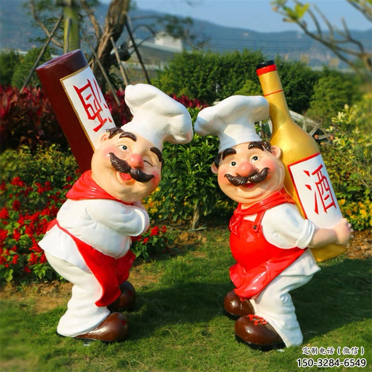 烤漆廚師雕塑 鋼管卡通雕塑 室內動漫雕塑