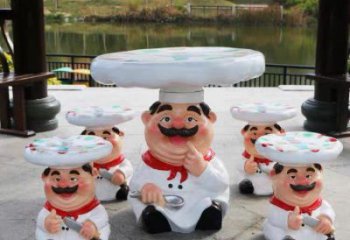 彩繪廚師雕塑 懸空餐飲店卡通雕塑 街頭動(dòng)漫雕塑