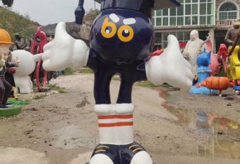 彩繪唐老鴨雕塑 懸空餐飲店卡通雕塑 街頭動漫雕塑