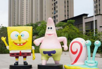 彩繪海綿寶寶雕塑 懸空餐飲店卡通雕塑 街頭動漫雕塑