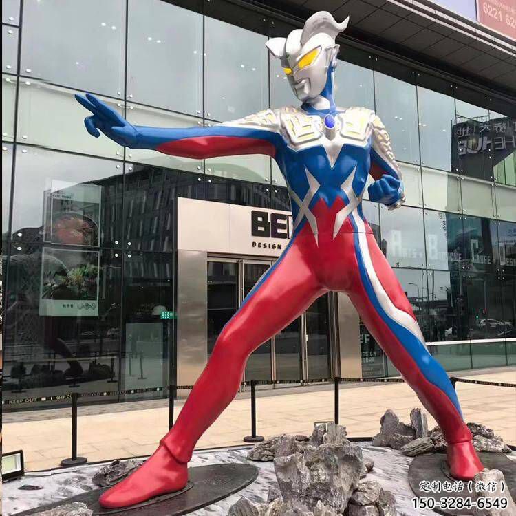 商業(yè)街超人雕塑 烤漆卡通雕塑 彩繪動漫雕塑