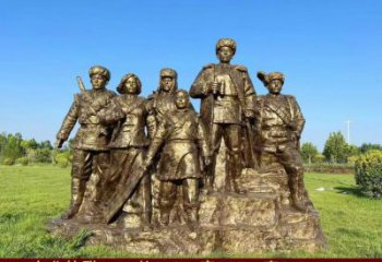 街頭紅軍雕塑 大型別墅區(qū)革命雕塑 鑄銅抗戰(zhàn)雕塑