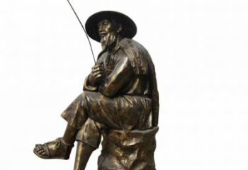 商業街釣魚雕塑 烤漆民俗雕塑 彩繪姜太公雕塑