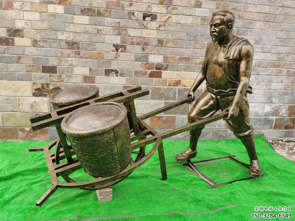 園林獨(dú)輪車雕塑 風(fēng)景區(qū)民俗雕塑 廣場小品