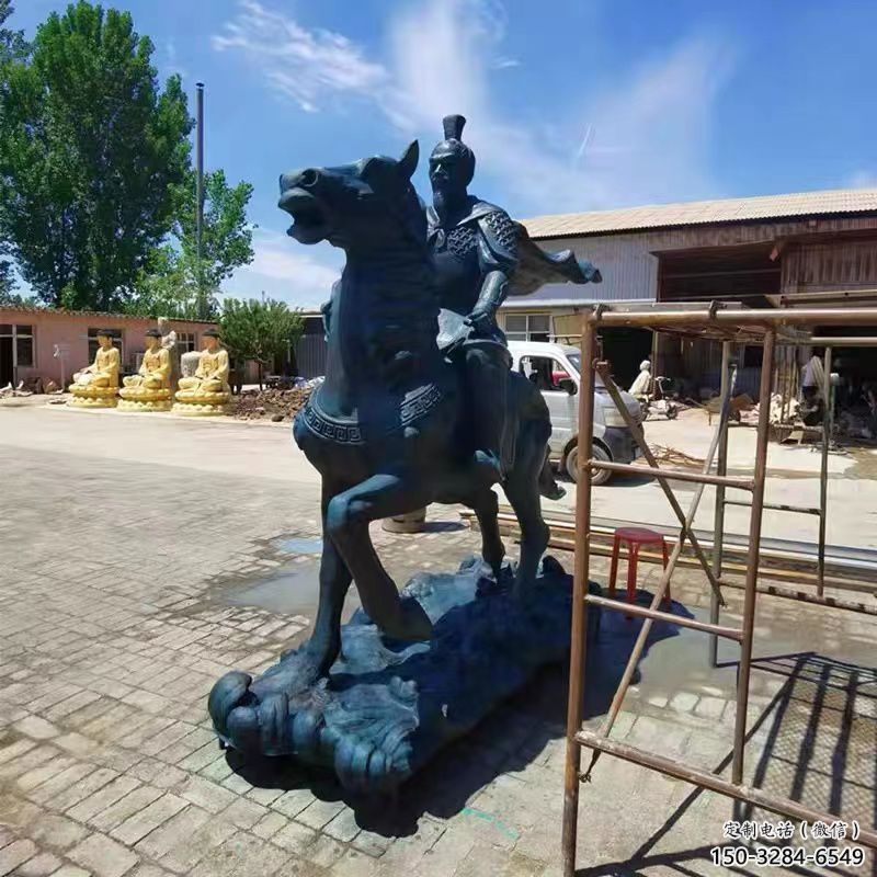 彩繪岳飛雕塑 鑄銅餐飲店名人雕塑 街頭肖像雕塑