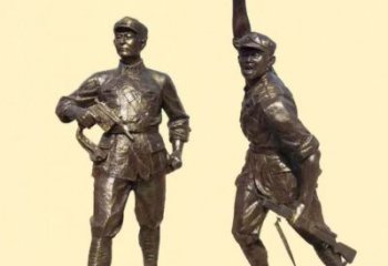 草地交警雕塑 現(xiàn)代校園軍人雕塑 大型士兵雕塑