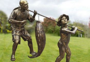 田間船夫雕塑 彩繪民俗雕塑 園林擺件