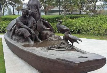 船夫雕塑廠家 民俗雕塑 步行街擺件