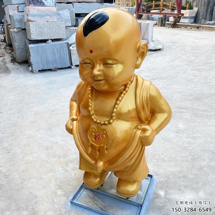 黃銅小和尚雕塑 彩繪兒童雕塑 商業(yè)街肖像雕塑