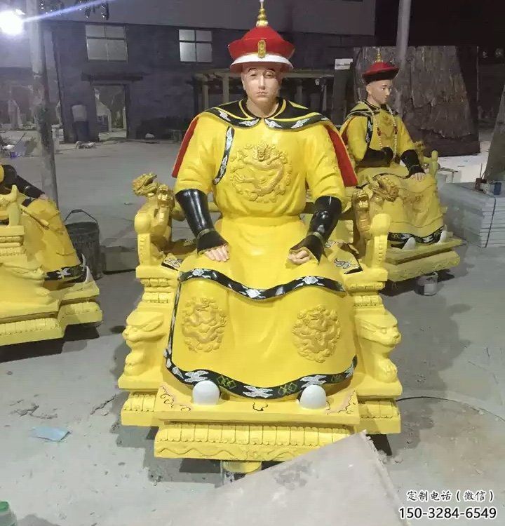 烤漆皇帝雕塑 鑄銅古代雕塑 室內雕塑