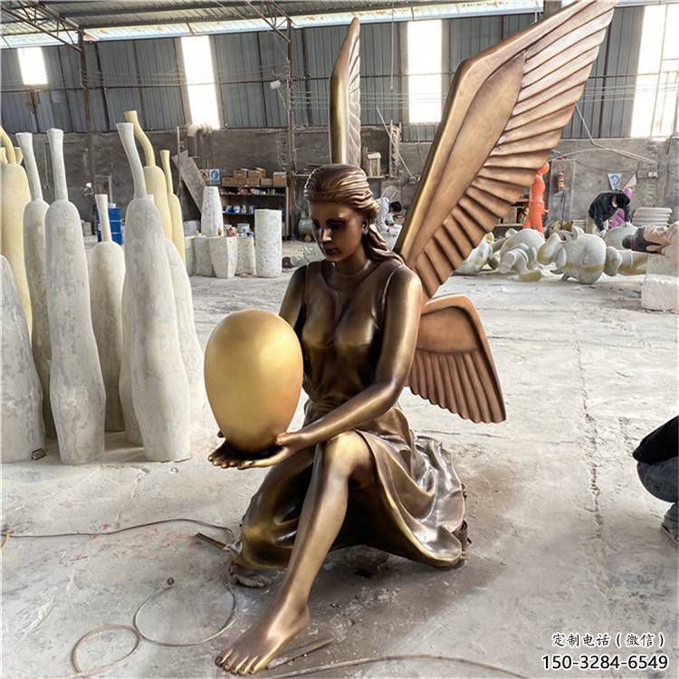 商業街天使雕塑 烤漆擺件 彩繪卡通雕塑