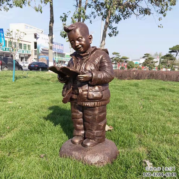 別墅區小孩子雕塑 大型別墅區玩耍雕塑 黃銅童趣雕塑