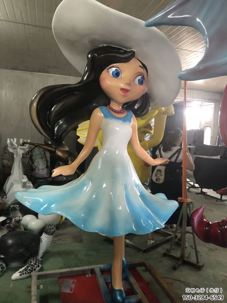 彩繪女孩雕塑 大型城市雕塑 商業(yè)街擺件