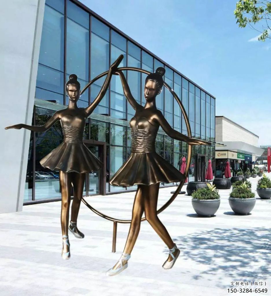 街頭跳舞雕塑 大型別墅區舞者雕塑 黃銅女孩雕塑