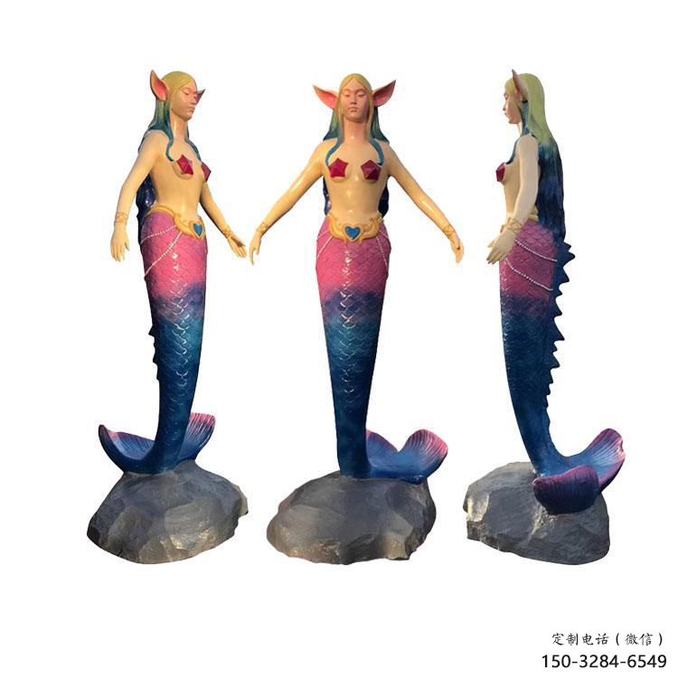 田間美人魚雕塑 彩繪動漫雕塑 園林擺件