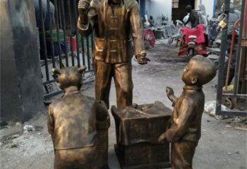 貨郎雕塑 庭院民俗雕塑 彩繪擺件