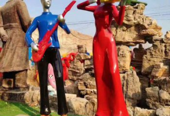 房地產(chǎn)吹拉彈唱雕塑 現(xiàn)代音樂(lè)雕塑 幾何音樂(lè)人雕塑