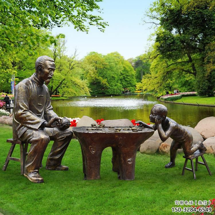 街道下象棋雕塑 現代民俗雕塑 彩繪雕塑