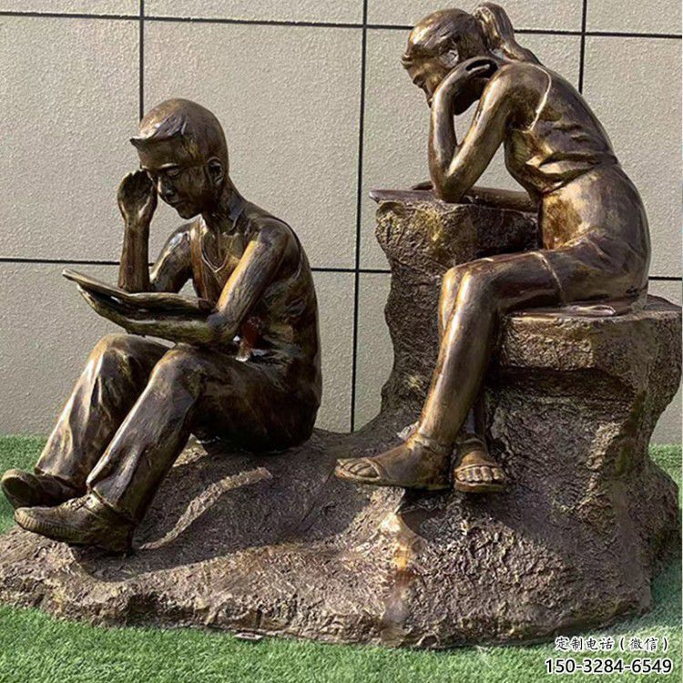 景觀看書雕塑 仿真學(xué)生雕塑 人物雕塑