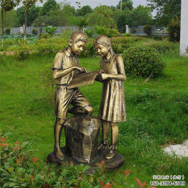 看書雕塑 景觀美陳人物雕塑 噴漆學(xué)生雕塑
