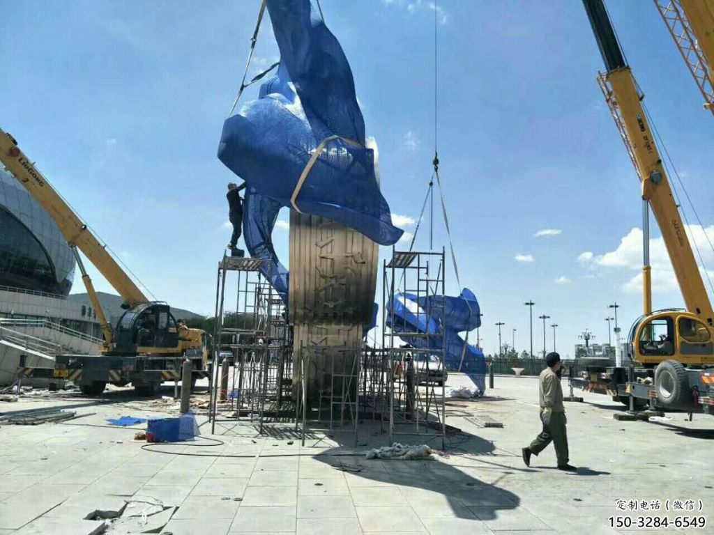 運動場建筑雕塑，不銹鋼五環雕塑，景區烤漆建筑雕塑