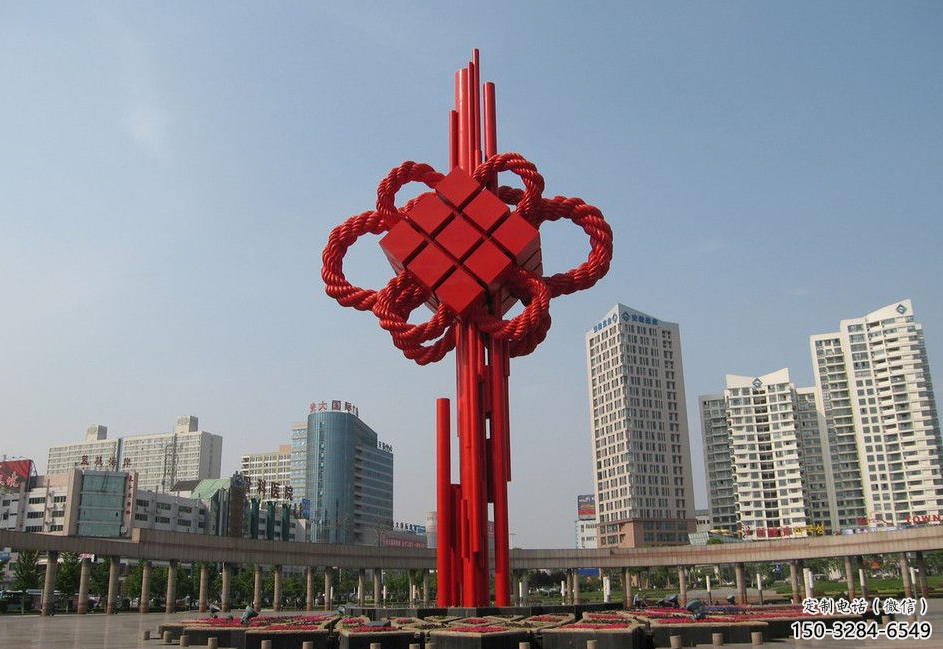 庭院中國結雕塑廠家，烤漆工藝制作，民俗文化標識