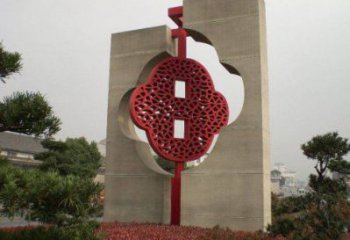 園林中國結雕塑廠家，烤漆工藝制作，民俗文化標識