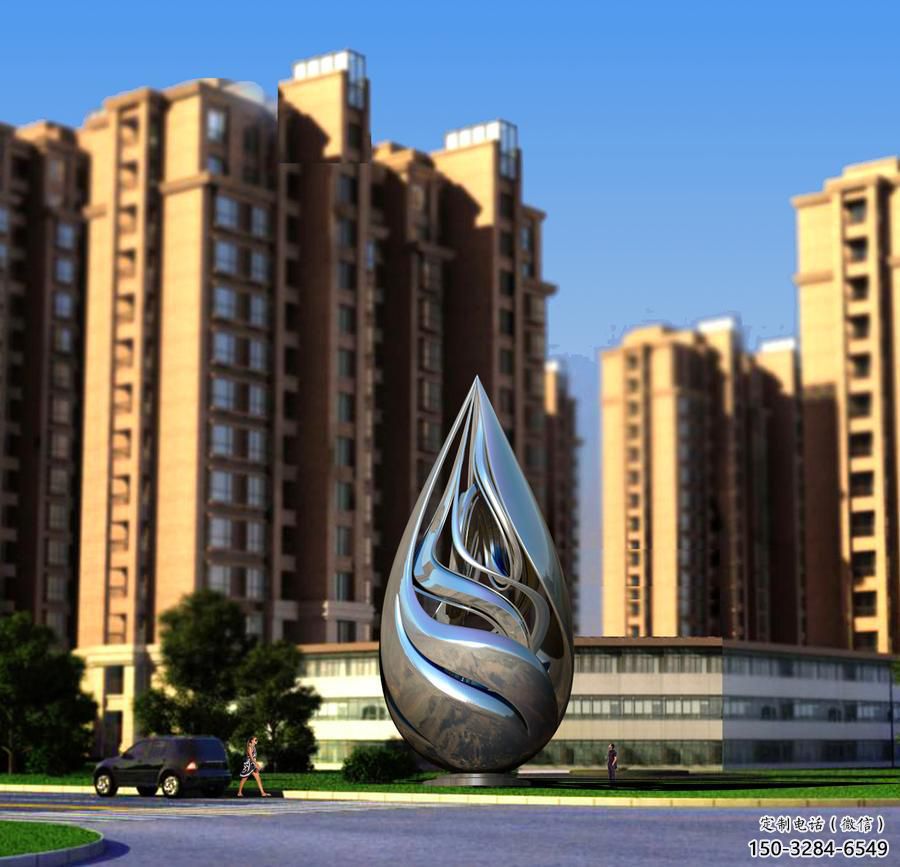 彩繪水珠雕塑 電鍍現(xiàn)代雕塑 公園雕塑