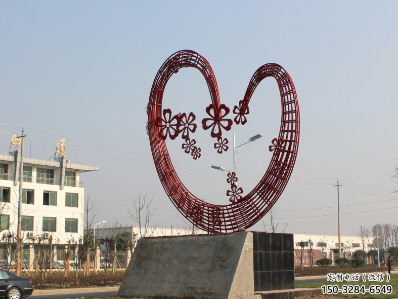 彩繪愛心雕塑 電鍍現代雕塑 公園雕塑