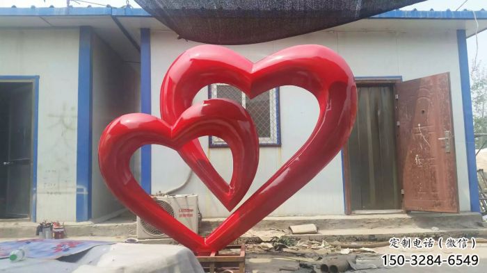 心心相印不銹鋼雕塑 烤漆景觀擺件，小區廣場擺件